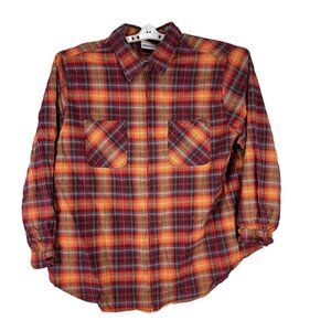 Fashion Bug Women Plus Size Plaid Shirt Red Orange 22W 24W 100% Cotton